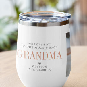 Love You Grandma   Two Photo Collage Thermal Wine Tumbler
