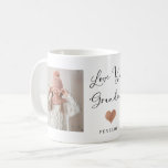 Love You Grandma | Two Photo Script and Heart Coffee Mug<br><div class="desc">This simple and stylish mug says "Love you Grandma" in trendy,  handwritten black script with a faux rose gold look heart and a spot for her grandchild's name. There is also room to show off two of your favorite personal photos.</div>