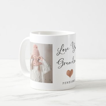 Love You Grandma | Two Photo Script and Heart Coffee Mug