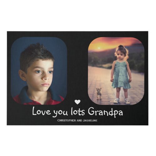 Love You Grandpa 2 Photo Text Template Collage Faux Canvas Print