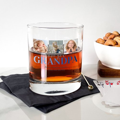 Love You Grandpa 3 Photo Whiskey Glass