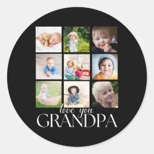 Love You Grandpa Beautiful Collage 9 Photos T Shir Classic Round Sticker