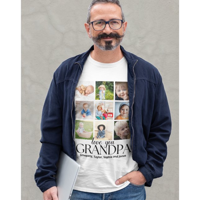 Love You Grandpa Beautiful Collage 9 Photos T-Shirt (Creator Uploaded)