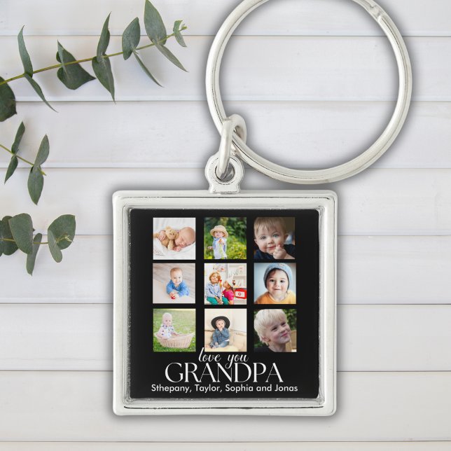 Love You Grandpa Beautiful Collage Photos Keychain (Creator Uploaded)