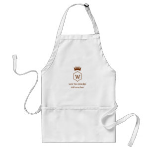 Love you grandpa crown add name details brown squa adult apron