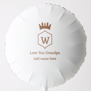 Love you grandpa crown add name details brown squa balloon