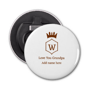 Love you grandpa crown add name details brown squa bottle opener