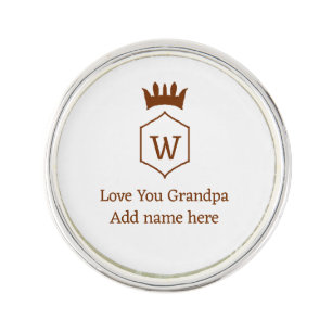 Love you grandpa crown add name details brown squa lapel pin