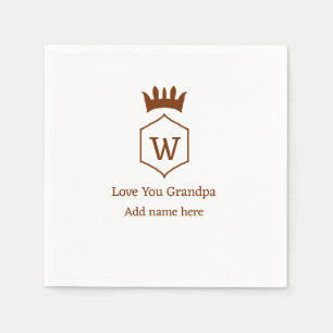 Love you grandpa crown add name details brown squa napkins