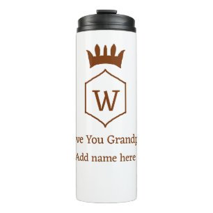 Love you grandpa crown add name details brown squa thermal tumbler