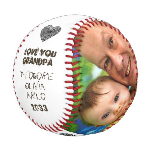 Love You Grandpa Custom Photo Collage Keepsake Baseball