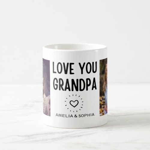 Love You Grandpa CustomTwo Photo Handwritten Text Coffee Mug