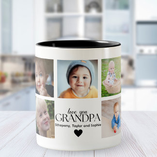 Love You Grandpa Cute Collage 9 Photos Two-Tone Coffee Mug