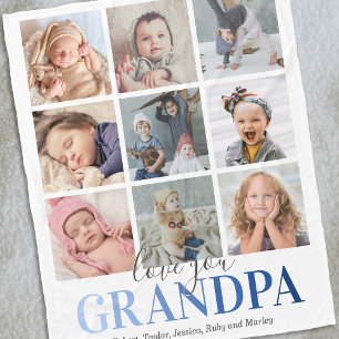 Love You Grandpa Family Photo Fleece Blanket