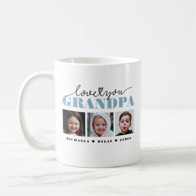 Love You Grandpa/Grampa/Other 3-Photo Coffee Mug (Left)