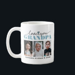 Love You Grandpa/Grampa/Other 3-Photo Coffee Mug<br><div class="desc">Personalized “Love You Grandpa” photo mug with three custom pictures, a heartwarming gift for grandfathers on Father’s Day, birthdays, Christmas, or just because. This design features the phrase “Love You Grandpa” in bold sky blue and black typography, accented with a heart detail, and includes space for three cherished photos that...</div>