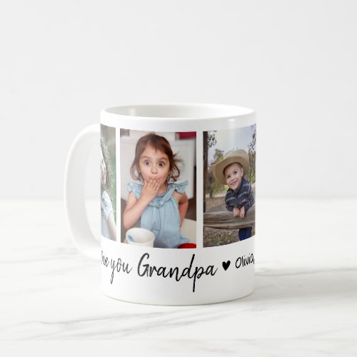 Love You Grandpa Grandkids 5 Photo Collage Coffee Mug