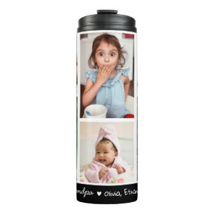Love You Grandpa Grandkids Names 6 Photo Collage   Thermal Tumbler