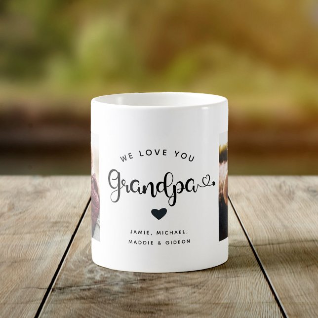 Love you GRANDPA Hearts Custom Two Photo Coffee Mug (Creator Uploaded)