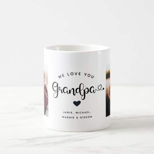Love you GRANDPA Hearts Custom Two Photo Coffee Mug