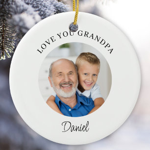 Love You Grandpa Keepsake Photo Ceramic Ornament