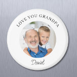 Love You Grandpa Keepsake Photo Magnet<br><div class="desc">This modern Grandpa keepsake photo magnet says "Love you Grandpa" and is easily customizable with your name and photo.
It makes a special gift for a special grandfather.</div>