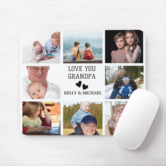 Love You, Grandpa | Modern Collage Photo Mousepad (With Mouse)