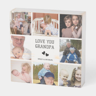 Love You Grandpa Modern Collage Photo Wood Box