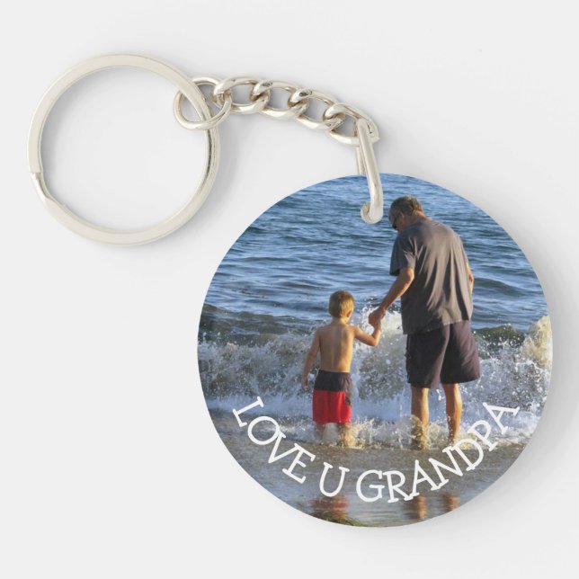 Love You Grandpa Personalized Photo Key Chain (Front)