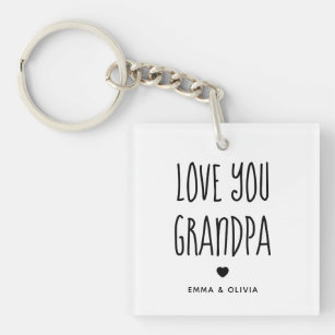 Love You Grandpa   Photo Back and Handwritten Text Keychain