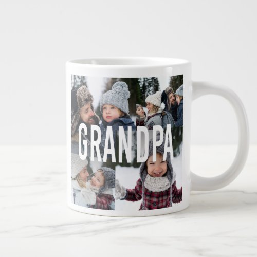 Love You Grandpa Photo Collage Fathers Day Giant Coffee Mug