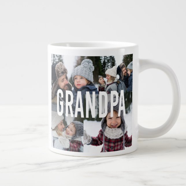 Love You Grandpa Photo Collage Father's Day Giant Coffee Mug (Right)