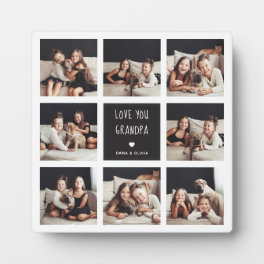 Love You Grandpa Photo Collage Handwritten Text Plaque