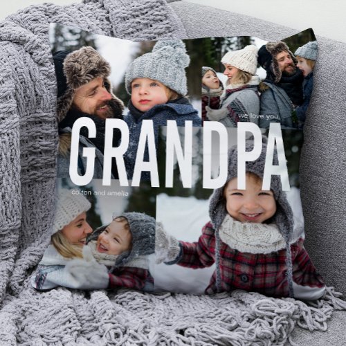 Love You Grandpa Photo Collage Throw Pillow