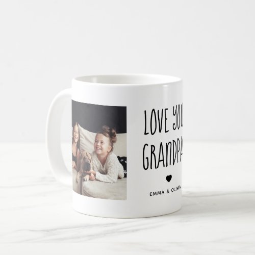 Love You Grandpa | Two Photo Handwritten Text Coffee Mug