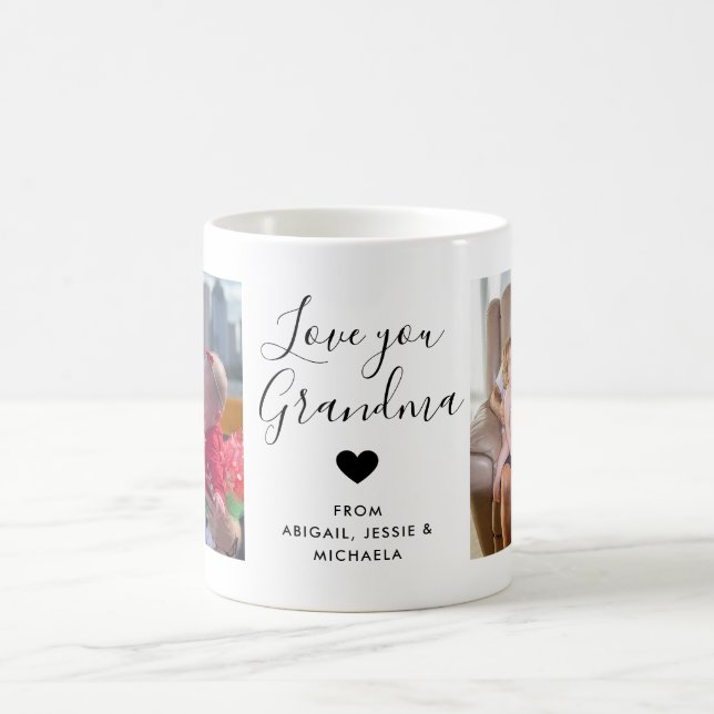 Love You Grandpa | Two Photo Handwritten Text  Coffee Mug (Center)