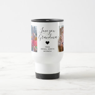 Love You Grandpa Two Photo Handwritten Text Travel Mug