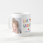 Love You Grandpa  | Two Photo Rainbow Colored Text Coffee Mug<br><div class="desc">This simple, cute and stylish mug says "Love you Grandpa" in colorful trendy, handwritten rainbow colored text in red, orange, green, blue, and purple with a matching heart and a spot for your name. There is also room to show off two of your favorite personal photos for a gift your...</div>