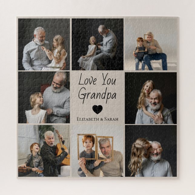 Love You Grandpa with Heart & Photos -  Jigsaw Puzzle (Vertical)