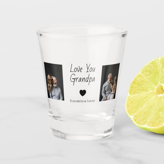 Love You Grandpa with Heart & Photos -  Shot Glass (Front)