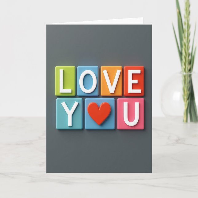 Love You Graphic Message Card (Front)