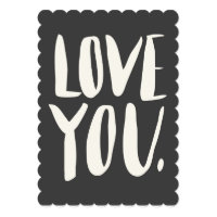 Love you Gray Scalloped Flat Card