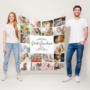 Love You Great Grandma/Nana/Other 20-Photo Collage Fleece Blanket
