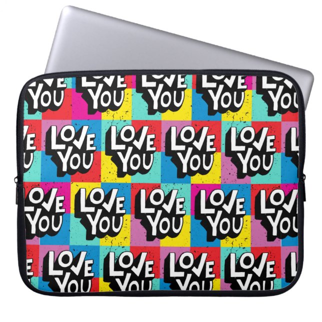 Love you. Hand lettering pattern for Valentine's d Laptop Sleeve (Front)