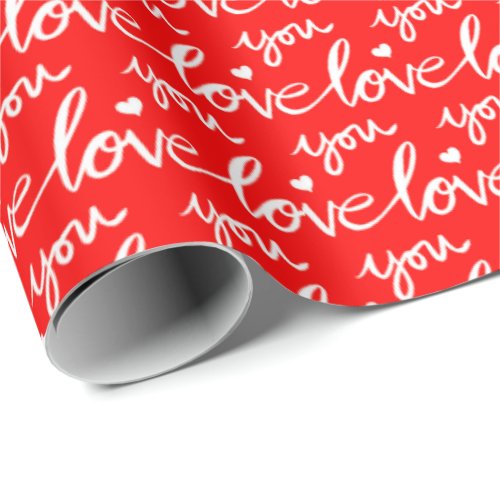 Love You Handwritten Text Chalk Valentines Day Wrapping Paper