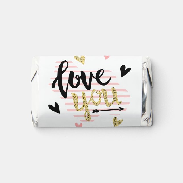 Love You | Happy Valentine's Day Cute Sweet Hearts Hershey's Miniatures (Front)