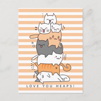Love You Heaps! Cute Pile of Cats 