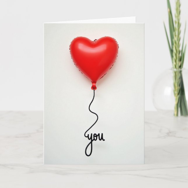 Love You Heart Balloon Card (Front)