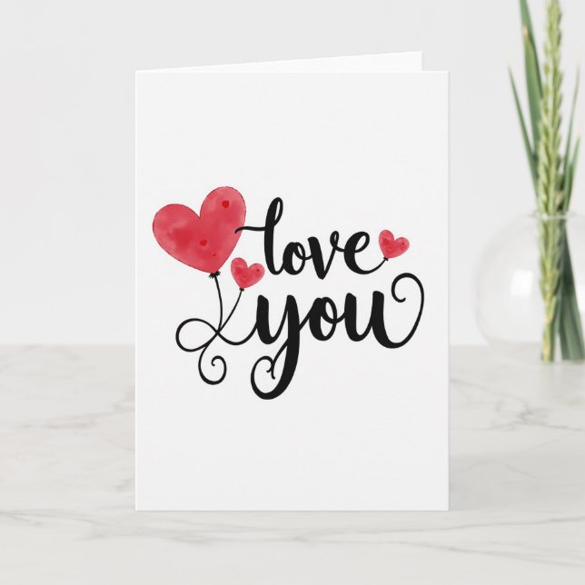 Love You Heart Balloons Sweet Card (Front)