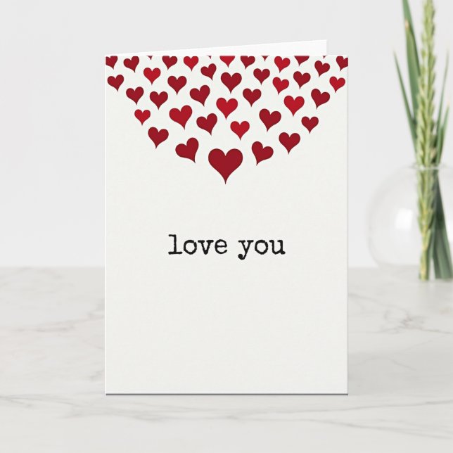 Love You Heart Cascade Textured Card (Front)